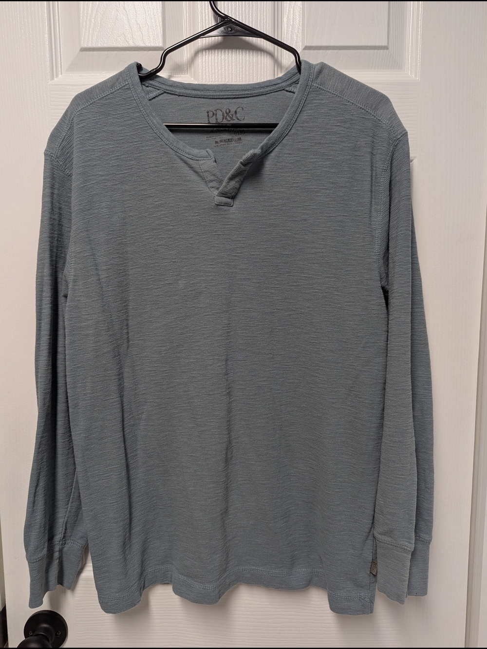 PD&C Light Blue Long Sleeve Henley